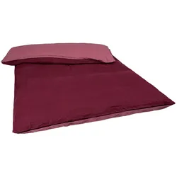 WENDE-BETTDECKENBEZUG Doubleface reines Leinen rose/merlot 135/200 cm