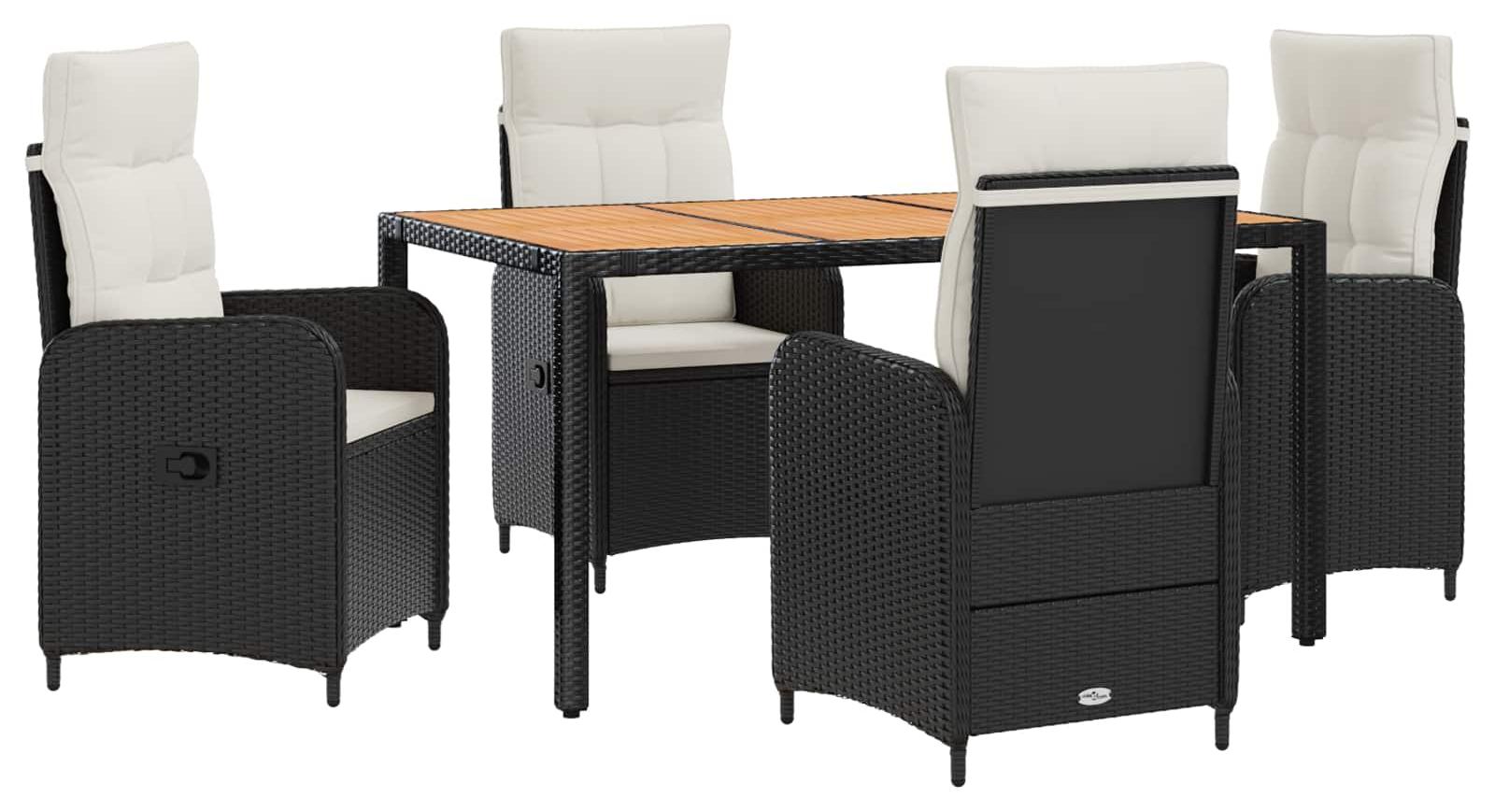 Outdoortisch-Set 5 stk. Schwarz und Cremeweiß