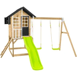 Zwerkules Spielhaus Holli 3   inkl. Rutsche & Doppelschaukel    370x352x224cm