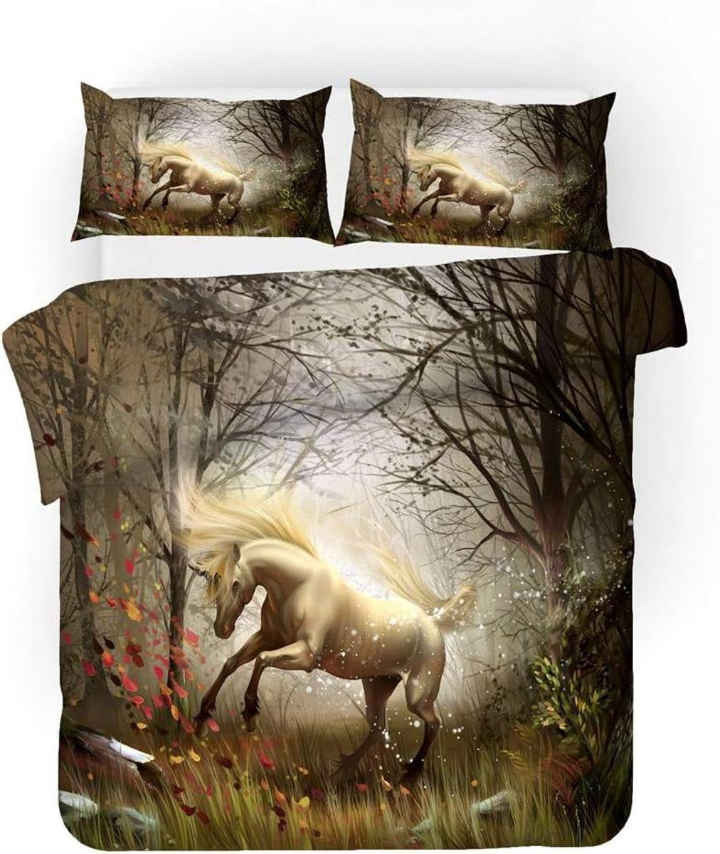 Dekbedovertrek Set met 3D Unicorn Print - Multicolor - 200 x 229 cm