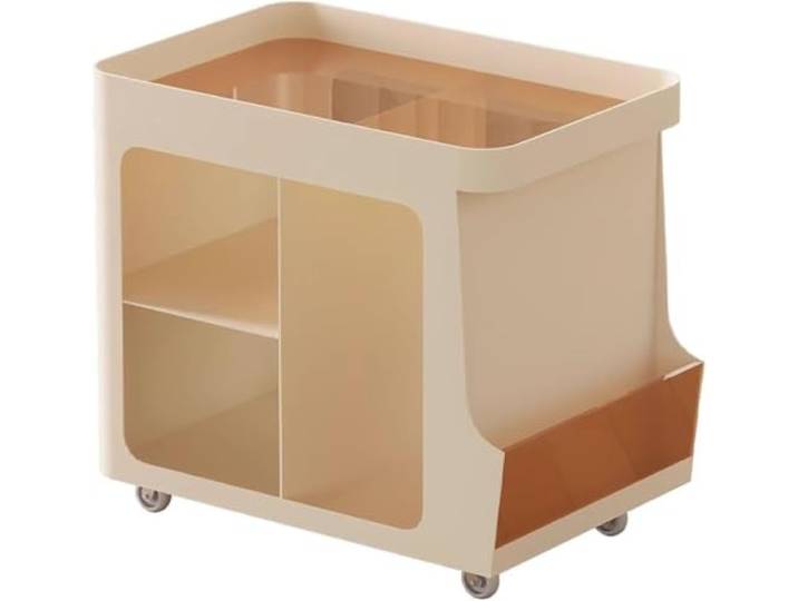 LigedamaiEU Kleiner Aufbewahrungswagen-Beistelltisch mit Metallrahmen, mobiles Seitenregal for Wohnzimmer, Balkon, leicht(White)