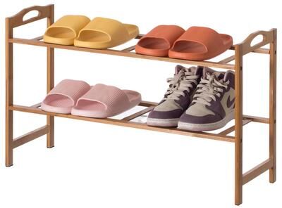 Basicwise Bamboo Storage Shoe Rack, Free Standing Shoe Organizer Storage Rack