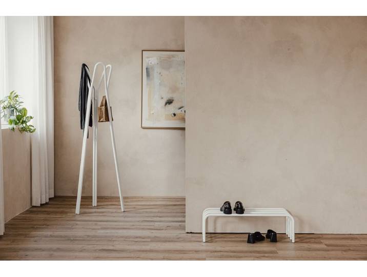 Garderobe Charles – Minimalistischer Dielenständer aus Stahl - Weiß - Luxusbetten24