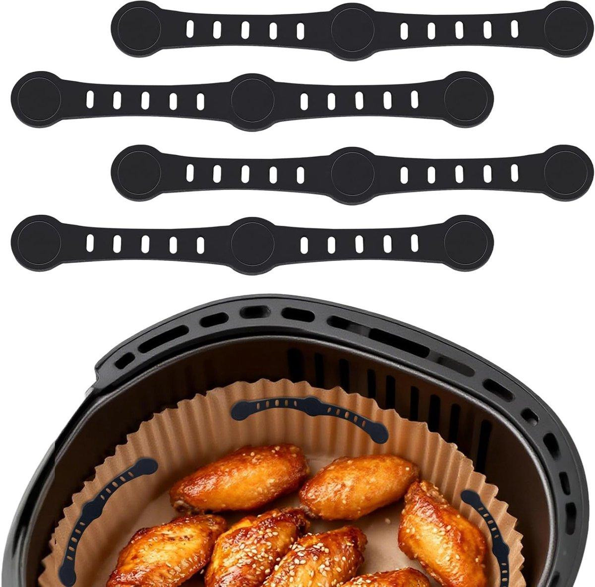 Hittebestendige siliconenmagneten voor bakpapier in de airfryer, zwarte klemmen om verschuiven te voorkomen
