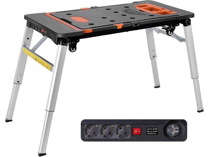 Établi Portable 7 en 1, Table de travail pliante pour cheval de scie, capacité de charge 440lb/200kg, Table de travail pliante multifonctionnelle