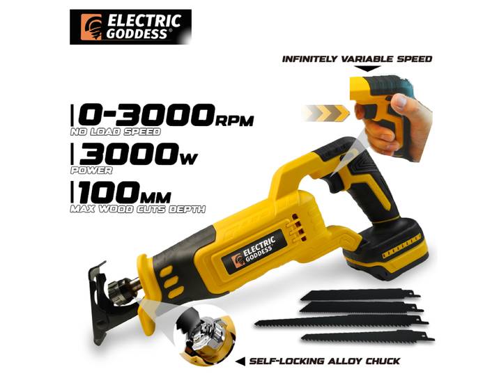 Scie sauteuse sans fil 8500SPM, scie à chaîne sans balais, scie sabre portative pour la coupe du bois, outils électriques compatibles avec la batterie Dewalt 20V