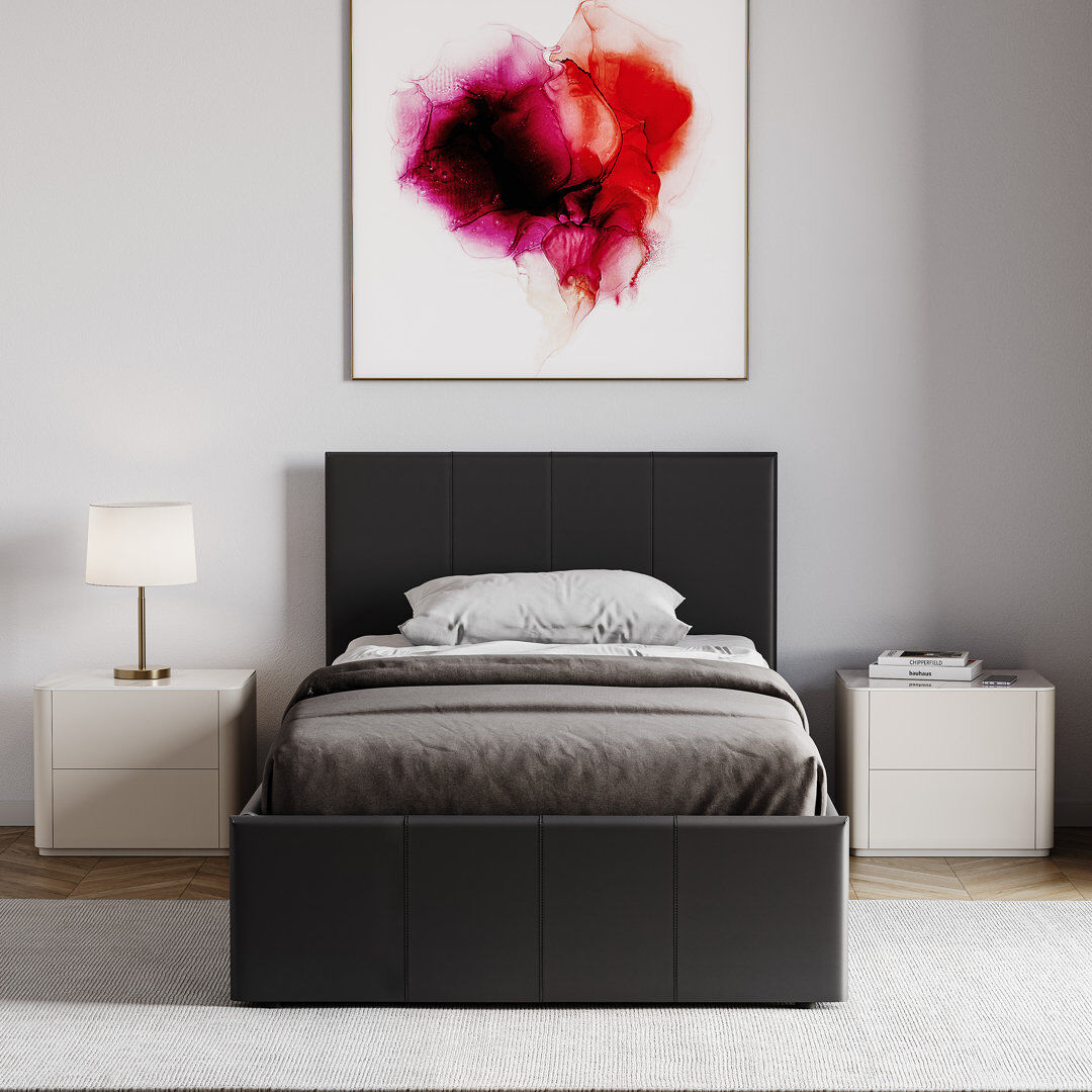 Zipcode Design Wilna Upholstered Ottoman Bed, UKFR Certified Black Single (3')