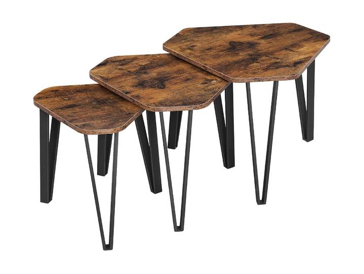 Beistelltisch VASAGLE VASAGLE Beistelltisch Industrial, 3er Set Traglast je 20kg, Braun , braun, B:35,9cm T:39,6cm, Tische, Beistelltisch