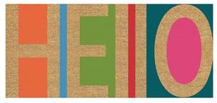 Evergreen 22 in. x 10 in. Hello Flocked Sassafras Coir Switch Mat