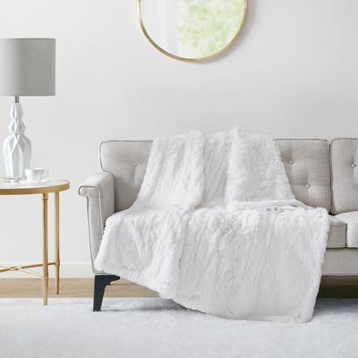 Malea Heated Shaggy Faux Fur Heated Throw by Serta