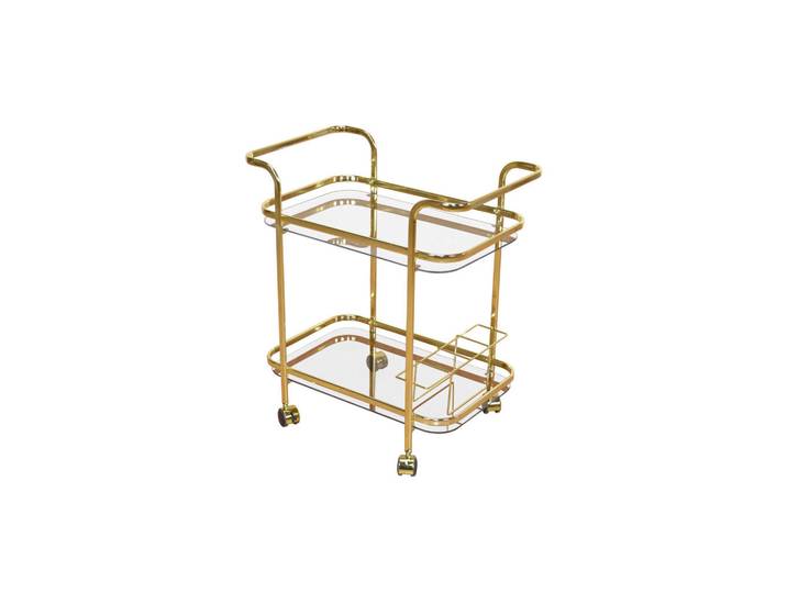Mid.you Servierwagen, Messing, Metall, Glas, Uni, rechteckig, 69x75x44 cm, einfacher Aufbau, Esszimmer, Barmöbel, Barwagen