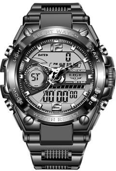 Friendly Fresh Finds Mens Military Sport Watch With LED Display Waterproof Quartz Wristwatch black