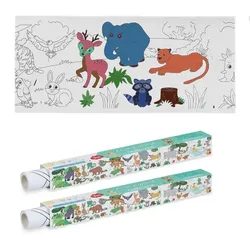 Relaxdays Ausmaltischdecken für Kinder 2er Set 3 m Weiß,Schwarz,Türkis