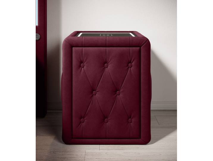 Designer Nachttisch Josy Charge in Samt - Rot - Luxusbetten24