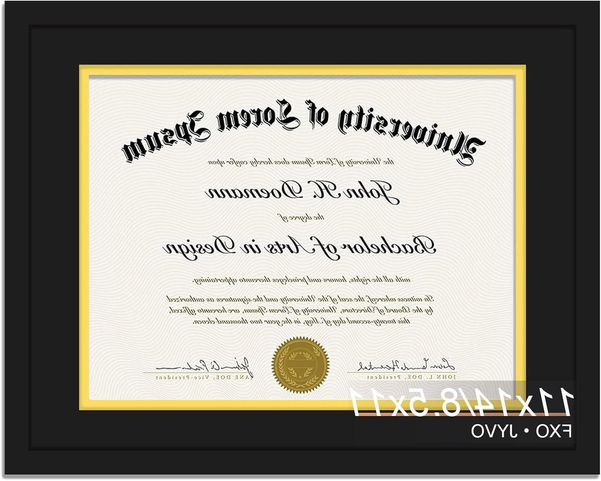 Diploma lijst Certificaat frame Zwart goud 11x14 inch