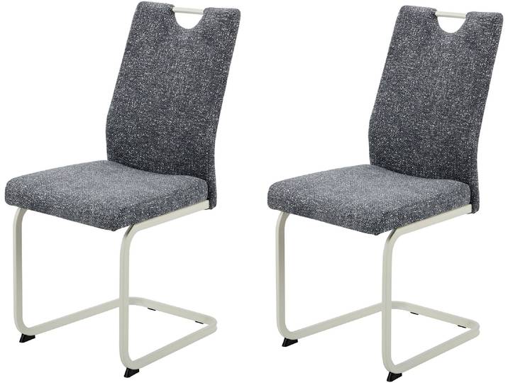 Freischwinger HELA TIVOLI , grau (dunkelgrau, perlweiß, perlweiß, dunkelgrau), B:43,5cm H:97cm T:60,5cm, Metall, Polyester, Stoff, Stühle, Freischwinger, Freischwinger, Gestell Perlweiß, mit Griff, 140kg belastbar