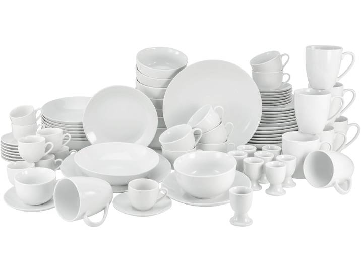 Kombiservice CREATABLE Geschirr-Set Luna , weiß, 80 Stk., Porzellan, Geschirr-Sets, Kombiservice, Service, weiß, Großzusammenstellung, 80 Teile, für 8 Personen, Topseller