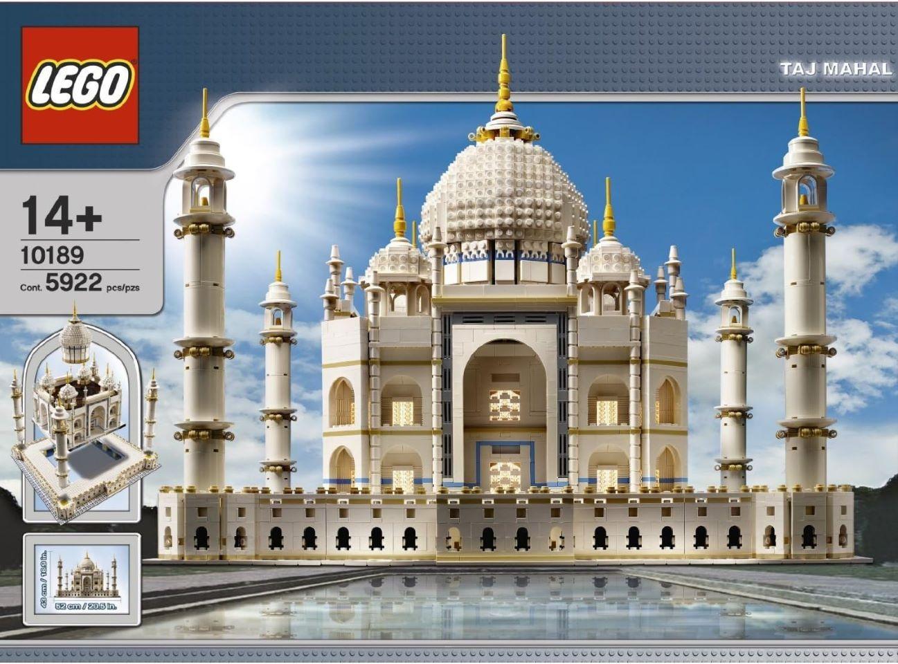 LEGO 10189 Taj Mahal LEGO Thema: LEGO Creator, Veröffentlicht in: 2008, Anzahl Anleitungen: 3, Altersberatung: 14+, Zahl: 10189-1, UPC: 673419130585, Gewicht: 6.402 KG, Verpackungsmaße (lxbxh): 65.3 x 47.6 x 12.2 cm, Anzahl Teile: 5922, EAN: 5702014518551