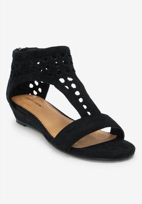 Extra Wide Width Women's The Harper Sandal by Comfortview in Black (Size 7 WW)