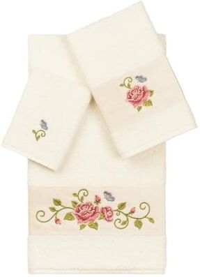 Authentic Hotel and Spa 100% Turkish Cotton Rebecca 3PC Embellished Towel Set