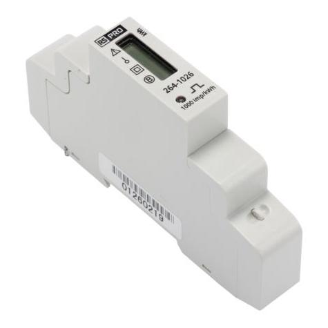 RS PRO Energiemessgerät LCD 112mm x 17.5mm / 1-phasig 1 (Impuls) Ausg. 1 x Live In, 1 x Live Out, 2 (2641026)