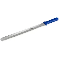 thermohauser Bäckermesser (Stahl), beidseitiger Wellen- und Flachschliff, blauer Kunststoffgriff, Klinge 36 cm