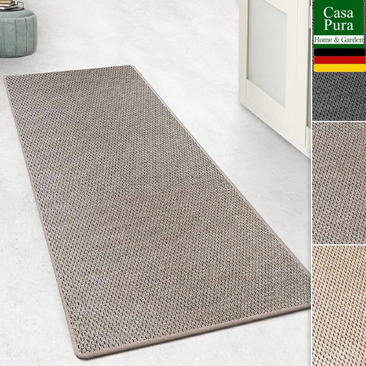 Karpet Loper op maat voor gang of keuken in de kleur taupe, 100 x 150 cm