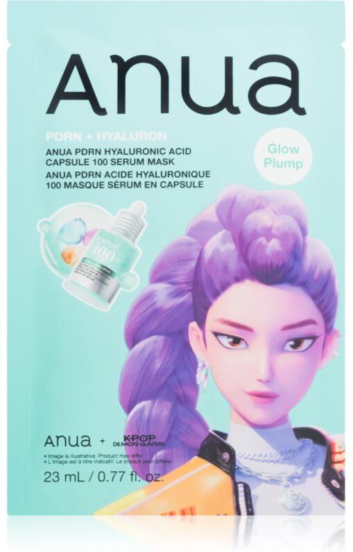 Anua K-Pop Demon Hunters PDRN + Hyaluronic Acid Capsule 100 Serum Mask moisturising face sheet mask to brighten and smooth the skin 23 ml