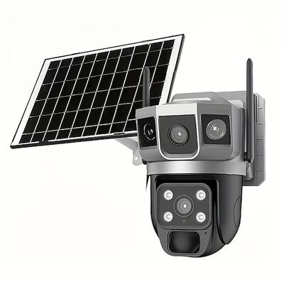 Solarbetriebene Außenkamera mit intelligenten KI-Warnmeldungen, WLAN-Kamera mit Doppelobjektiv, 360-Grad-Ansicht des Heimsicherheitssystems mit Personenerkennung, automatischer Verfolgung,
