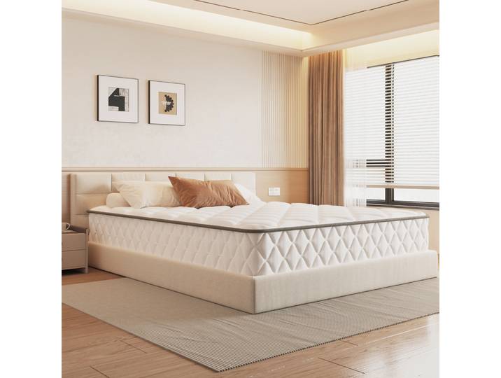 Matelas AUTHMIC 22 cm d'épaisseur, Support à 7 zones, matelas de poche de lit respirant, ferme moyenne, pour soulager les maux de dos, sommeil confortable