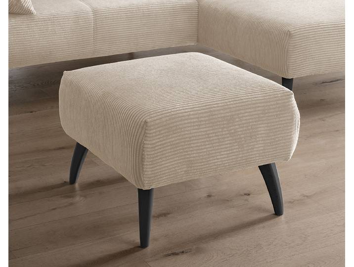 Pouf rembourré 66 x 44 x 66cm Beige Velours côtelé Duana: Beige