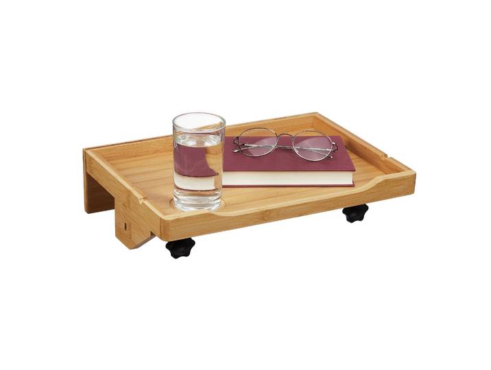Relaxdays Table De Chevet À Accrocher En Bambou\, H X L X P: 9 X 36 X 25\,5 Cm\, Porte-boisson\, Naturel