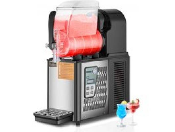 VEVOR kommerzielle Slusheis Maschine 4 L Einzeltank-Maschine für gefrorene Getränke, 16 Tassen Edelstahl Slusheis-Maschine mit Tastenfeld Softeis Maker für Partys Restaurants Cafés Bars schwarz