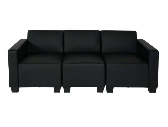 Modular 3-Sitzer Sofa Couch Lyon, Kunstleder Creme