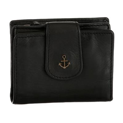 Geldbörse HARBOUR 2ND "Stella", Damen, grau (schwarz ash), Rindsleder, washed, Kleinlederwaren, Unisex Portemonnaie, Geldbeutel mit Logoaufnäher