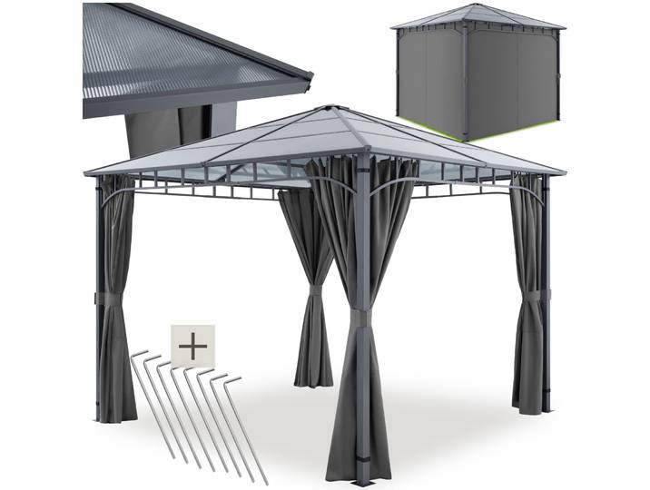 Gartenpavillon Caracas, Aluminium, wetterfest, UV-Schutz 30+ - grau