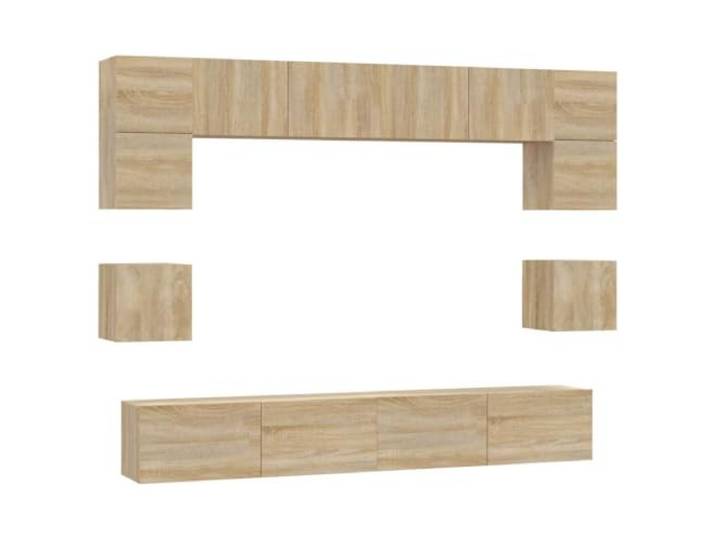 KUPTYERFG 8-TLG TV-Schrank-Set Hängeschrank Sonoma-Eiche Holzwerkstoff Modulare Wandboards fürs Wohnzimmer bieten viel Stauraum für Medien und halten den Boden für leichte Reinigung frei.