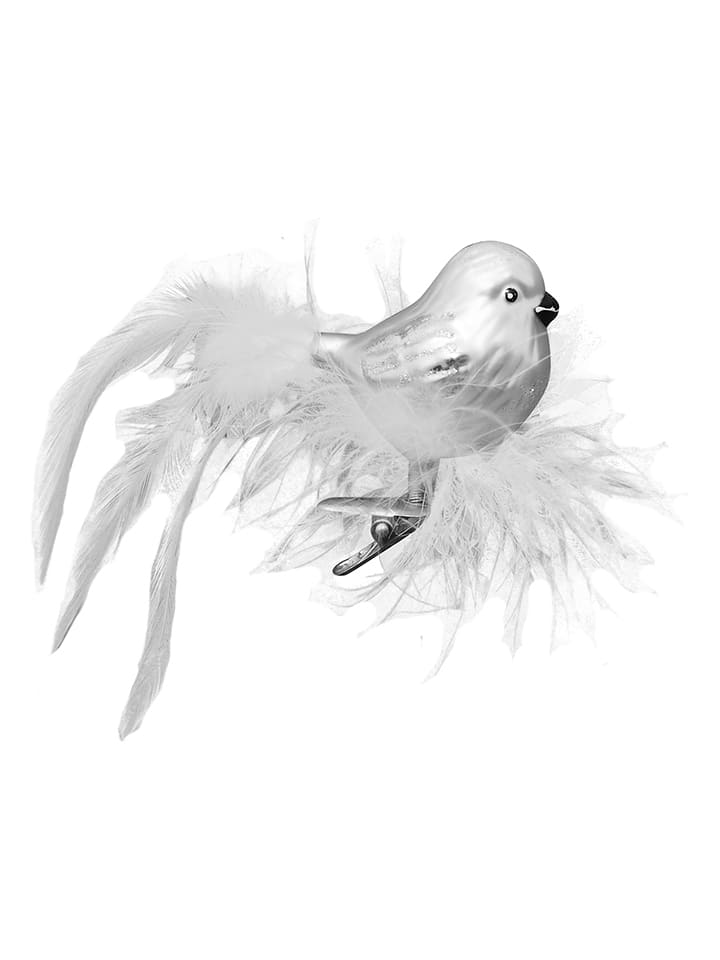 Krebs Glas Lauscha Christbaumornament "Glasvogel" in Weiß - (L)15 cm - onesize