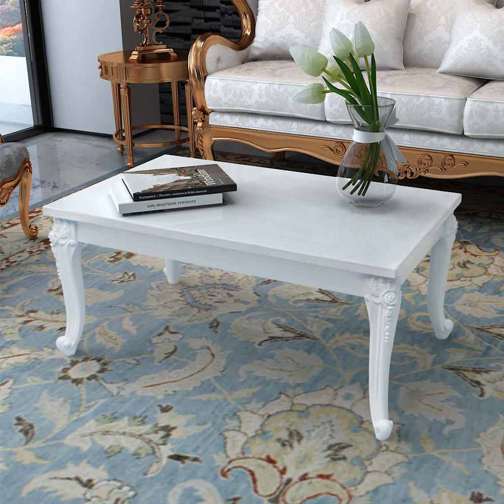 vidaXL Mesa de centro blanco brillante 100x60x42 cm Blanco