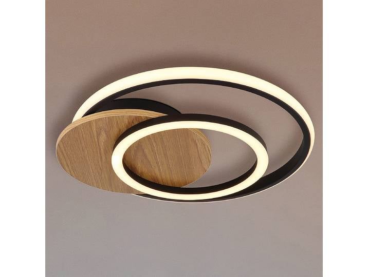 Plafonnier LED Julio 36 x 7 x 38cm Marron/Noir/Marron Matériau : Bois manufacturé, Matière plastique Type de matière synthétique : Verre