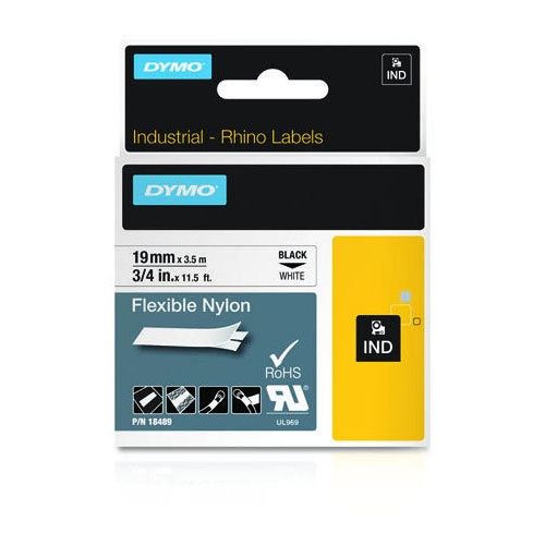 Dymo Schriftband B.19mm/L.3,5m flexibles Nylon schwarz auf weiß
