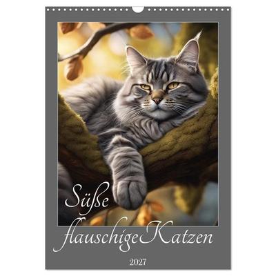 Süße flauschige Katzen (Wandkalender 2027 DIN A3 hoch), CALVENDO Monatskalender