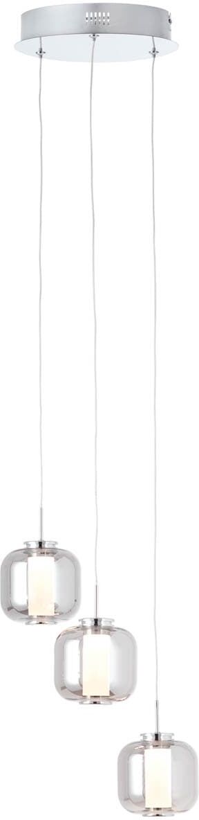 BRILLIANT Pendelleuchte "Rafa", grau (chrom, rauchglas), 3, Ø 22cm H: 125cm, 1 Stk., Leuchten, LED Hängelampe 3flg Rondell chrom/rauchglas, Pendelleuchte