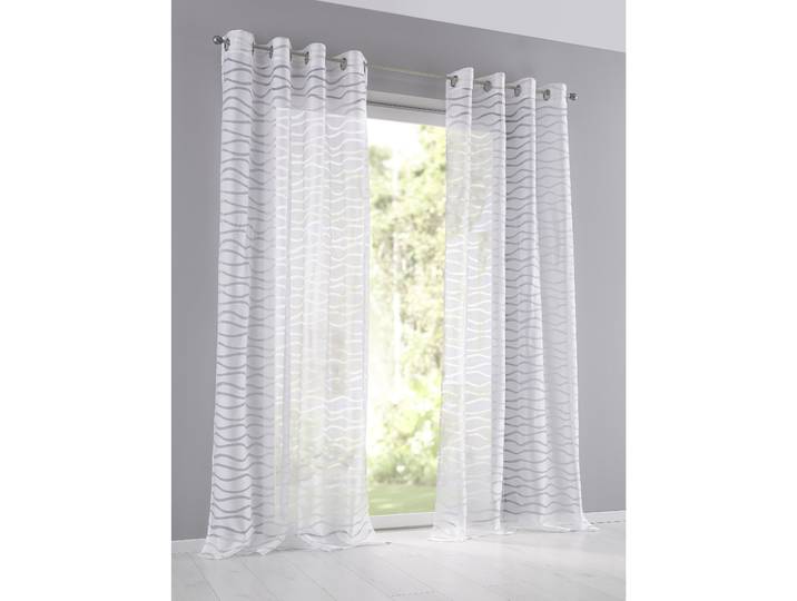 Vorhang KUTTI Enya Gr. 2, weiß, B:135cm H:175cm, Baumwolle, Polyester, Gardinen, Vorhang, Ausbrenner, modernes Design