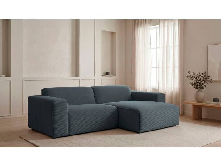Ecksofa OTTO HOME Clayton Breite 247 cm, L-form , grau, B:247cm H:70cm T:141cm, 100% Polyester, Sofas, Ecksofa, in einem trendigen Cord-Bezug, verschiedene Kombinationen verfügbar