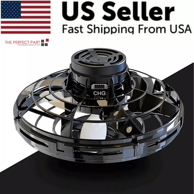 DynamicDeals Flying Fidget Spinner Drone Ball Toy With LED Lights Hand Controlled Stress Relief Hover Ball For Kids, Adults black