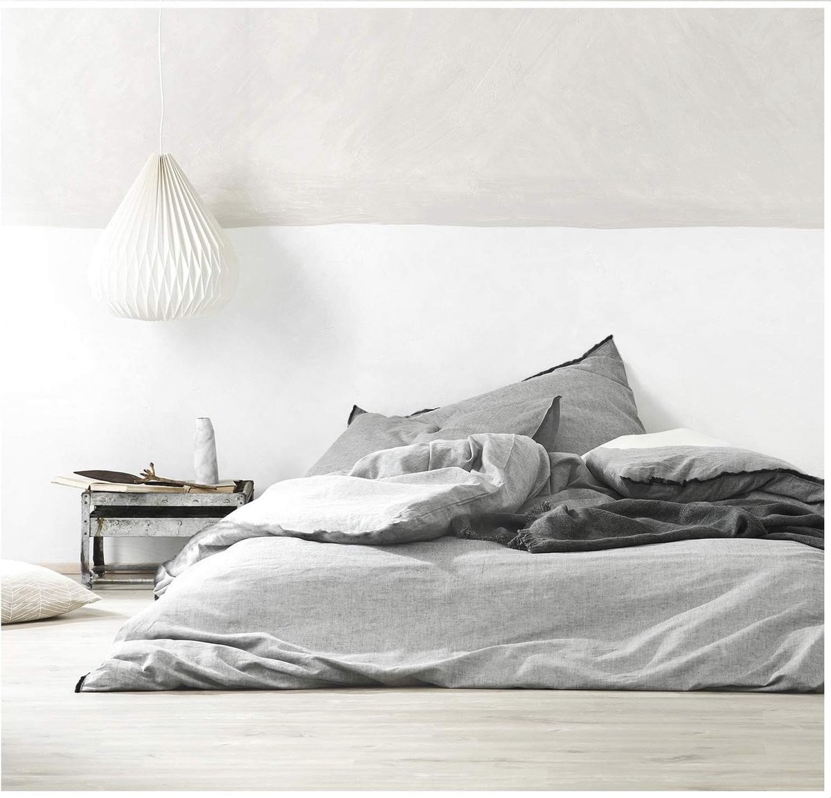 Effen Kleur Chambray Dekbedovertrek - Moderne Stijl en Zachtgevoel - Beddengoed Set voor Slaapkamer