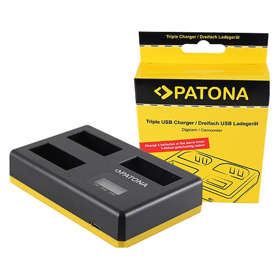 Patona USB Triple Ladegerät f. Canon LP-E8 EOS-450D EOS-550 EOS Rebel T2i inkl. USB Type C Kabel (Kamera Akku Ladegerät) (33388654)