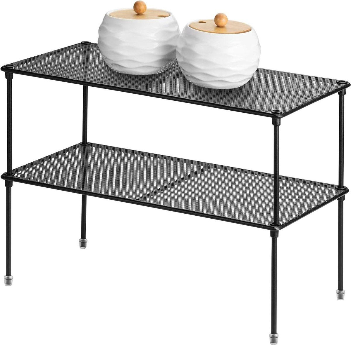 Keukenkast plank organizer - 2-pack uitbreidbaar en stapelbaar opbergrek voor keuken, badkamer en wasruimte