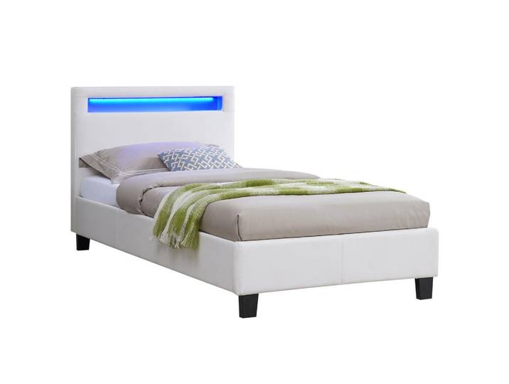 CARO-Möbel Polsterbett MIT LED Mandalay 90x200 cm weiß, Weiß, Mode, 90x200 cm, Schlafzimmer, Betten, Polsterbetten
